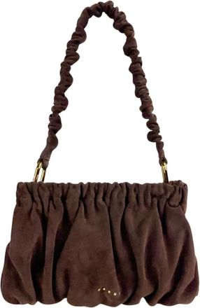 Marni Schoudertas met plooien - Dames - Schoudertassen - Bruin - ONE Size - Su&egrave;de - Tassen