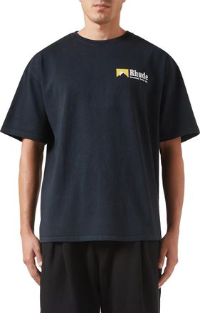 Rhude Mens International Racing Logo T-Shirt in Black