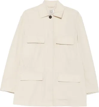 Toteme White Shirt Collar Trench Coat