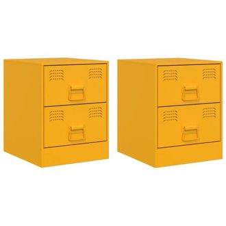 vidaXL Comodini 2 pz Giallo 34,5x39x44 cm in Acciaio - Vidaxl