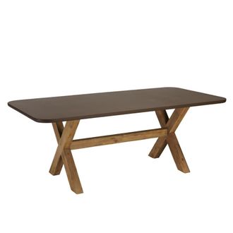 Macabane Mesa de comedor de 200 x 100 cm con efecto hormig&oacute;n marr&oacute;n