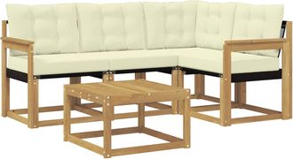 vidaXL Conjunto De Sof&aacute;s De Exterior 5 Uds. Blanco Y Crema Vidaxl