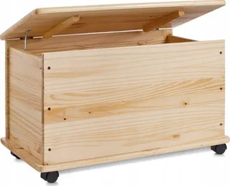 ZELLER Caja De Almacenamiento En Madera Natural Con Ruedas