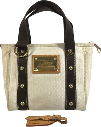 Louis Vuitton Antigua Brown White Canvas Handbag Tote Bag (Pre-Owned)