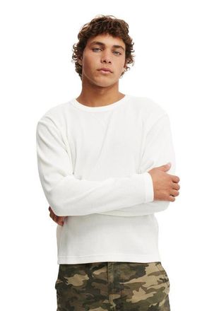 Cotton On Mens Cropped Fit Textured Long Sleeve in White Waffle at Nordstrom, Size Xx-Large