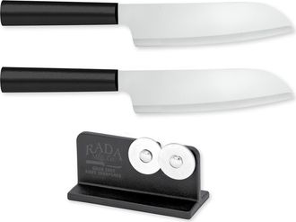 Rada Cutlery 6.25-Inch Cooks Knife Set of 2 & Quick Edge Knife Sharpener in Black at Nordstrom