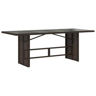 Berkfield Home Garden Table with Glass Top Brown 190x80x75 cm Poly Rattan | Size: 190 x 80 x 75 cm