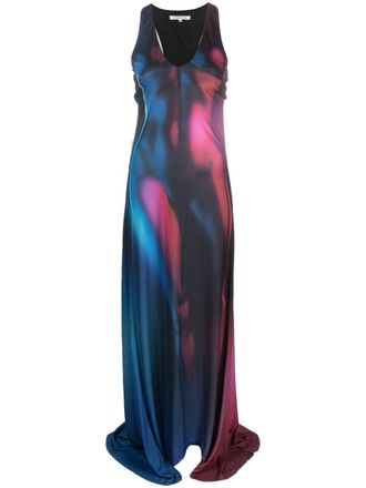 Patrizia Pepe body-print scoop-neck maxi dress - women - Polyester/Elastane - 0 - Blue