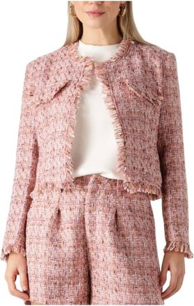 Notre-V Jassen, Dames, Roze, 2Xl, Polyester, Elegante Roze Blazer Fabiana Stijl