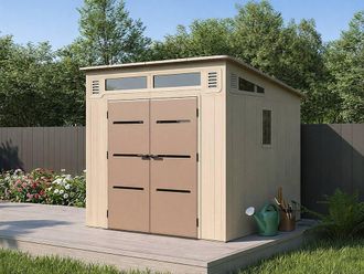 Vente-Unique Resin Lean-To Garden Shed 6, 5 Cm With Floor - 22 mm in Brown