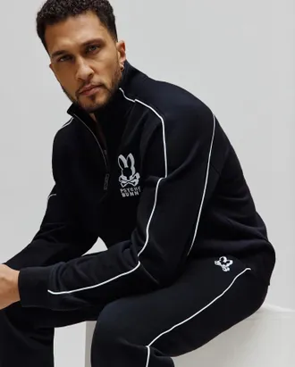 Psycho Bunny Mens Toby 1/4 Zip 001 BLACK / XXXL