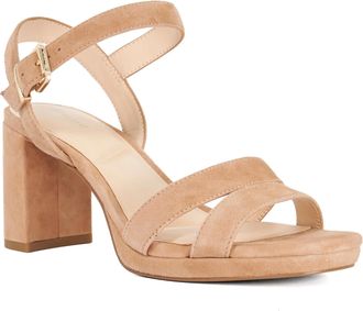 Dune London Womens Ladies Manifesting - Block Heel Sandals - Camel Suede - Size UK 6