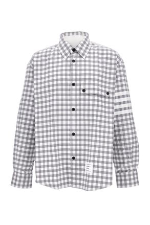 Thom Browne Checked Oversized Cotton Shirt With Four-Stripe Detail