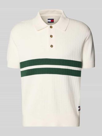 Tommy Jeans Regular Fit Poloshirt aus reiner Baumwolle in Offwhite, Gr&ouml;&szlig;e XXL