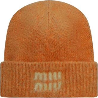 Miu Miu Muts met logo-reliëf - Oranje