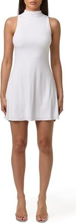 Naked Wardrobe Active Mock Neck Minidress in White at Nordstrom, Size X-Small