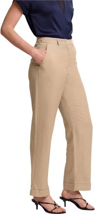 Kocca Broeken, Dames, Beige, M, Leer, Nauwsluitende professionele lange broek