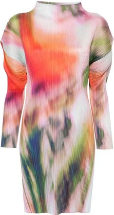 Pleats Please Issey Miyake tie-dye pleated minidress - women - Polyester - 3 - Pink