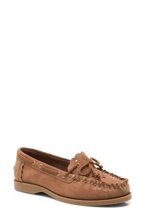 Free People Lagoon Cutout Boat Shoe in Latte Suede at Nordstrom, Size 6.5