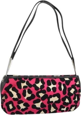 Bottega Veneta Pre-owned Shoulder Bags, female, Pink, Size: ONE SIZE Pre-owned Canvas Shoulder Bag