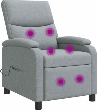 vidaXL Silla De Masajes Reclinable Gris Claro Tela Vidaxl