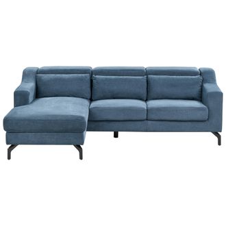 Beliani Beliani - Sof&aacute; Esquinero Moderno 4 Plazas Chaise Longue Reposacabezas Ajustable Chenilla Azul Derecho Glosli