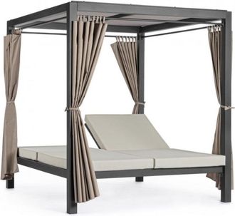 Konte Design Camas de d&iacute;a de aluminio antracita con tumbonas reclinables beige