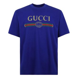 Gucci Camiseta de punto de seda - Tops - Hombre - Azul - S