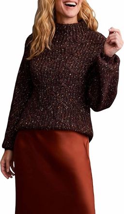 Tribal Funnel Neck Oversize Sweater In Coffee Bean
