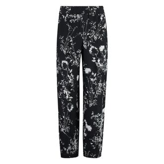 Victoria Beckham Zijden bloemenprint - Dames - Straight fit broeken - Zwart - 2XS - Broeken