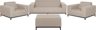 Beliani Conjunto De Jard&iacute;n 5 Plazas De Poli&eacute;ster Beige Arena Negro Patas Metal Rovigo