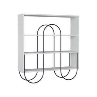 Dmora Biblioteca Otis, Estanter&iacute;a 2 Estantes, 3 Puertas, Montaje En Pared, 96x26x99h Cm Blanco