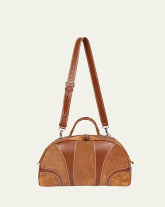 Dries Van Noten Mens Suede and Leather Duffel Crossbody Bag
