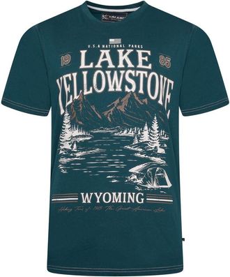 KAM T Shirt Lake Yellowstone Print Cotton Tee Casual Mens Plus Size 2XL-8XL Dark Sea 5792 (UK, Alpha, 3XL, Plus, Regular, Deap Sea)