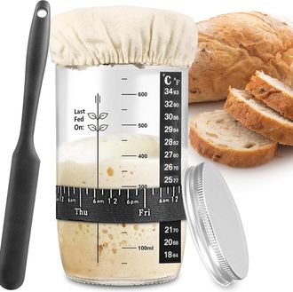 OEM Tarro De Masa Madre De 680 Ml, Bote De Masa Madre, Kit De Masa Madre, Botellas De Masa Madre Con Cinta Para Fechar La Fecha, Term&oacute;metro, Tapa Y Esp&aacute;tu