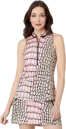 Jamie Sadock Caiman Top Womens Ivory Crocodile Print Sleeveless FROG417