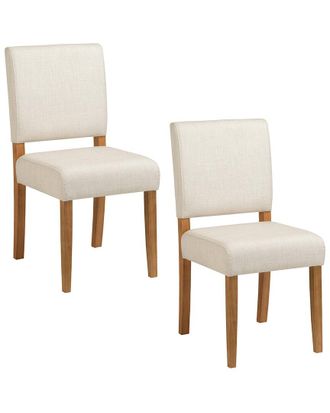 Leick Home Set of 2 Brax Dining Chair with Upholstered Back & Wood Base