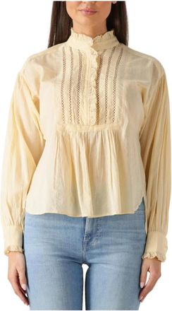 Antik Batik Overhemden, Dames, Geel, M, Gele Angelo Blouse voor Vrouwen