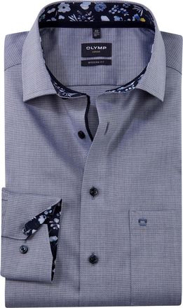 Olymp donkerblauw Olymp overhemd Modern Fit met borstzak