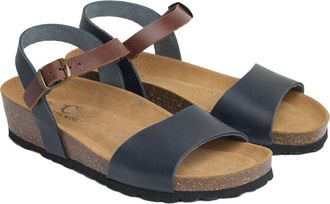 Celtic & Co. Low Wedge Ankle Strap Sandal in Navy /Rust at Nordstrom, Size 11