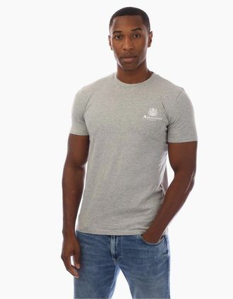 Aquascutum Mens Regular Fit Logo Print Crew Neck T-Shirt - Grey - Size: 2X large