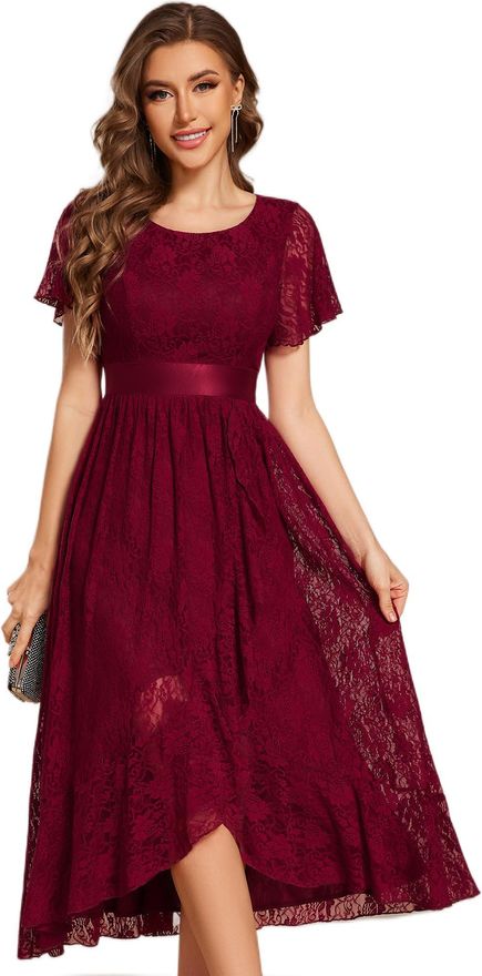 Ever-pretty Womens Chiffon V-Neck Short Wedding Guest Dress with Ruffled Sleeves  Bridesmaid Dark Purple 18UK from 59.99 - on Stylight
