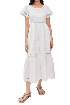 Hunter Bell Marley Midi Dress In White Embroidery