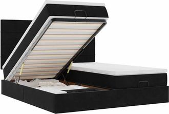 vidaXL Vidaxl - Estructura De Cama Otomana Colchones Terciopelo Negra 180x200cm