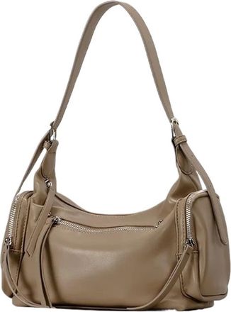 Generic Compatible For Autumn Winter Pillow Shaped Shoulder Bag Womens Handbag Casual Crossbody Polyester Lining Zipper(Khaki)