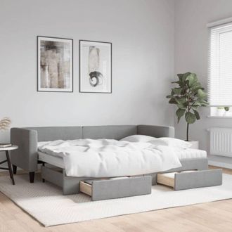 vidaXL Sof&aacute; Cama Nido Con Cajones Tela Gris Claro 80x200 Cm Vidaxl