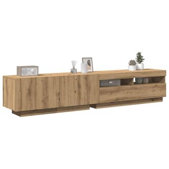 Berkfield Home TV Cabinet with LED Lights Artisan Oak 200x35x40 cm Engineered Wood in Brown | Size: 200 x 35 x 40 cm