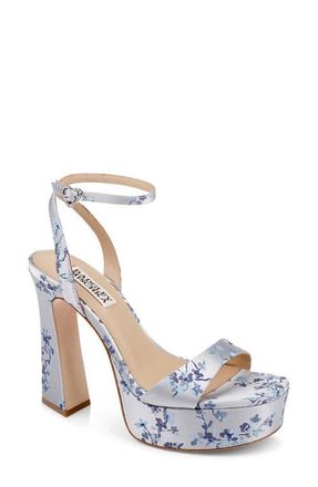 Badgley Mischka Caia Ankle Strap Platform Sandal in Light Blue at Nordstrom, Size 7.5
