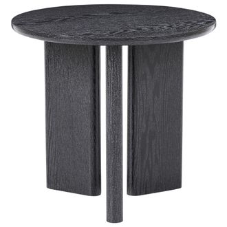 Beliani Mesa Auxiliar Moderna De Mdf Con Chapa De Papel Redonda Patas De Tres Paneles Sala De Estar Negro Cowal