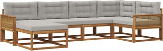 vidaXL Conjunto De Sof&aacute;s De Exterior 6 Uds. Natural Y Gris Claro Vidaxl